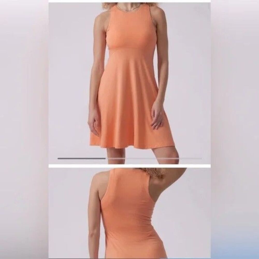 Athleta Santorini Thera Dress Light Orange Stretch Above The Knee Women's Sz L/P